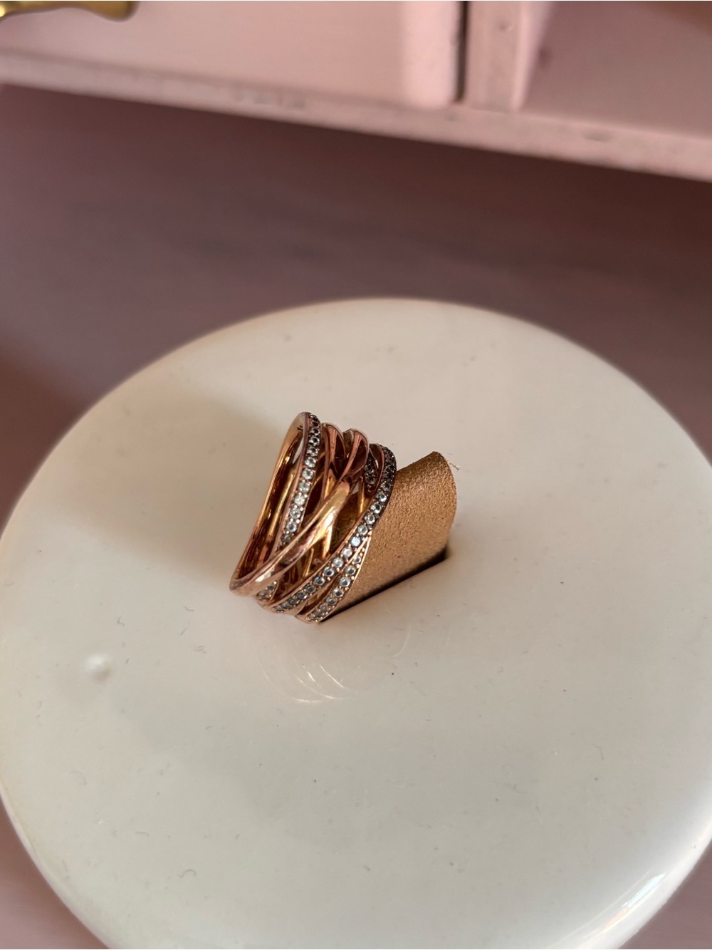 Pandora Rose Gold Multi-Band Crystal Ring